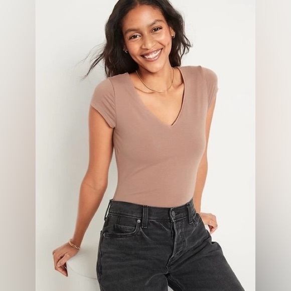 Old Navy Milk Chocolate Cap Sleeve BodLove Bodysuit - Size XL - Modern Y2K Vibes - Picture 2 of 11